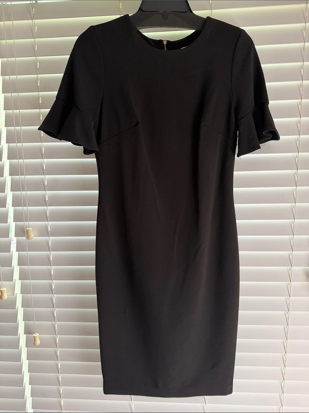 Calvin Klein Black Knee length Dress with Ruffle Sleeves